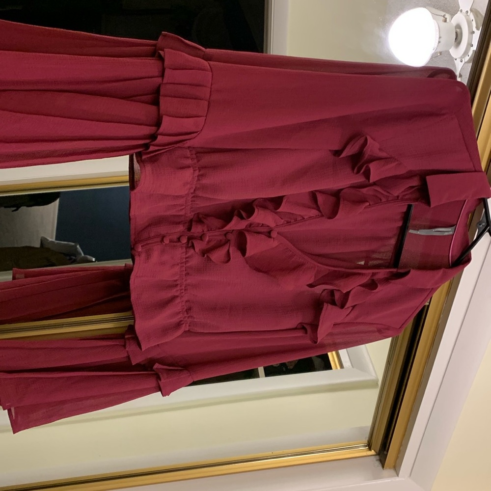 Anthropologie sheer rasberry blouse